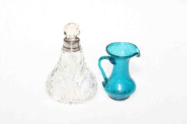 Silver mounted scent bottle and blue jug