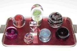 Collection of seven glass paperweights