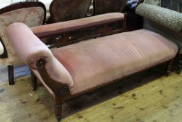 Victorian mahogany chaise longue on turned legs