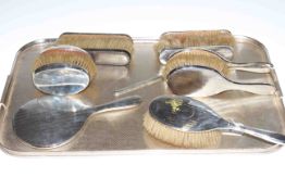 Collection of ten silver backed brushes and mirror