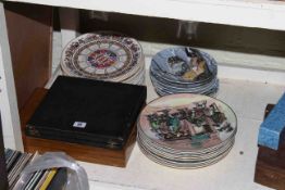 Two cases of cutlery and collection of Royal Doulton and collectors plates