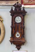 Victorian walnut cased Vienna wall clock-barometer