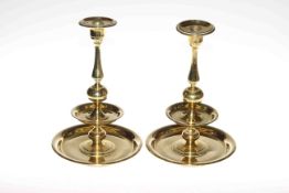 Pair antique heavy brass candlesticks