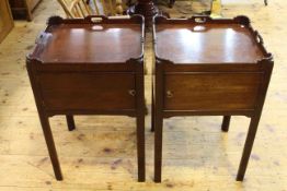 Pair Georgian style mahogany tray top night stands, 77cm by 48.