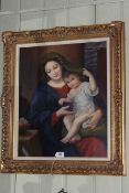 Madonna & Child, painting on board, signed lower left, 58.