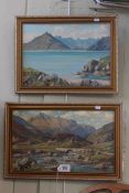 William Russell, Landscapes, pair oils on board, both signed, titled labels verso,