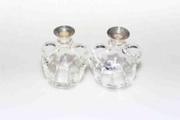 Pair small silver mounted glass bottles