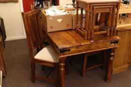 Hardwood rectangular dining table and four rail back chairs