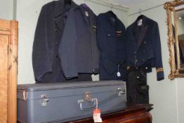 Collection of four RAF Uniforms, suitcases,