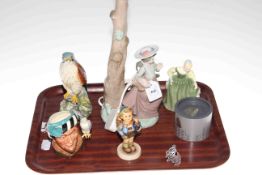 Beswick kestrel decanter, Nao lamp, Royal Doulton and Hummel figures,