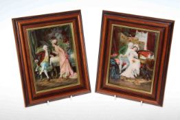 Pair of colourful classical scene chrystoleums in modern frames