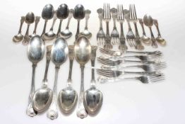 Suite of silver Kings Pattern cutlery, comprising six serving spoons, six table forks,