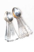 Two sets of antique silver teaspoons,