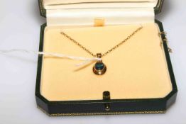 9 carat gold blue topaz pendant and chain