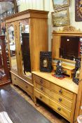 Victorian satin walnut double mirror door wardrobe and dressing table,