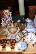 Figurines, cabaret tray, blue and white, Wedgwood, clock,