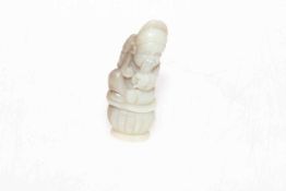 Jade carving of a Chinese gent on basket