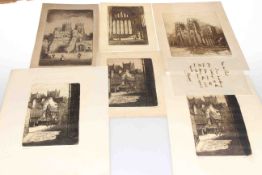 Folio of etchings of York and Ripon by Beckett including letter from Beckett
