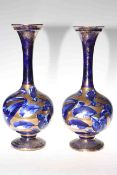 Pair Thomas Forester flo blue and gilt vases