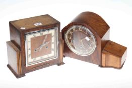 Oak and walnut mantel clocks (2)