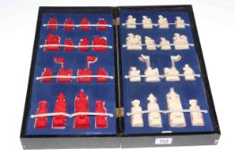 Late 19th Century cased ivory chess set