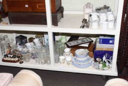 Various teaware, glassware, clocks, cutlery, ornaments,