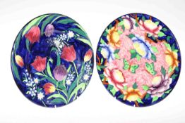 Pair of Maling Pottery wall plaques with floral designs