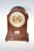 Late Victorian inlaid mahogany mantel clock