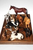 Large collection of Beswick animals including horses, dogs,