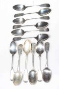 Two sets of six 19th Century silver teaspoons