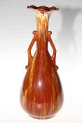 Linthorpe Pottery streak glazed two handle vase,