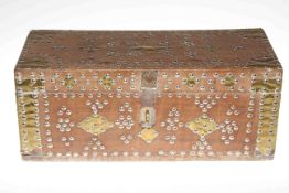 Small brass mounted and studded trunk/box