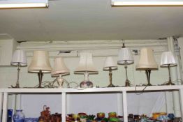 Collection of eight table lamps and shades
