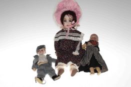 Three antique bisque head dolls