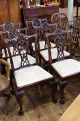 Set of six mahogany Chippendale style dining chairs on hairy paw feet, inc.