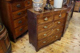 Georgian mahogany and pine chest of two short above three long drawers on bracket feet,