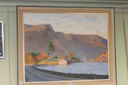 Erik W Gleave, Lake and Highland scene, oil on board, signed lower left, 55cm x 70cm,