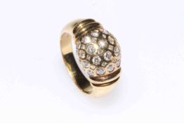 18 carat gold and diamond bombe ring,