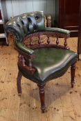 Green buttoned leather captains style desk chair