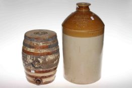 Stoneware barrel and stoneware 2G bottle for A S Hall, Brewer,