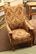 Early 20th Century oak twist column armchair