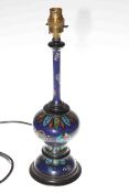 Unusual cloisonne blue enamel column table lamp