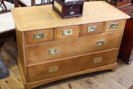 Medium oak six drawer chest with brass inset handles,
