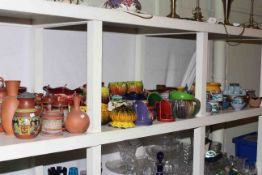 Collection of studio style pottery, assorted tiles etc.
