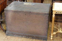Late 19th century pine silver chest, the interior with baize lined trays and compartments,