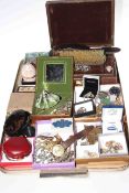 Tray lot with jewellery, boxes, watches etc.