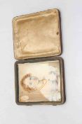 19th Century portrait miniature on ivory, inscribed to old label Harriet Aggas,