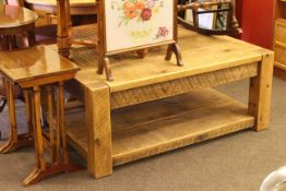 Large pine two tier low centre table