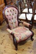 Period style mahogany framed open armchair
