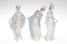 Three Lladro 'Dame' lady figures, with boxes.